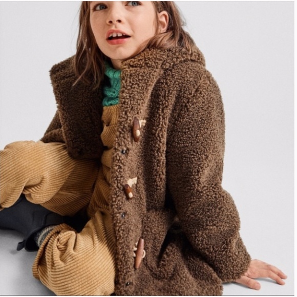 Zara Jackets & Coats Zara Girls Teddy Bear Shearling Toggle Coat
